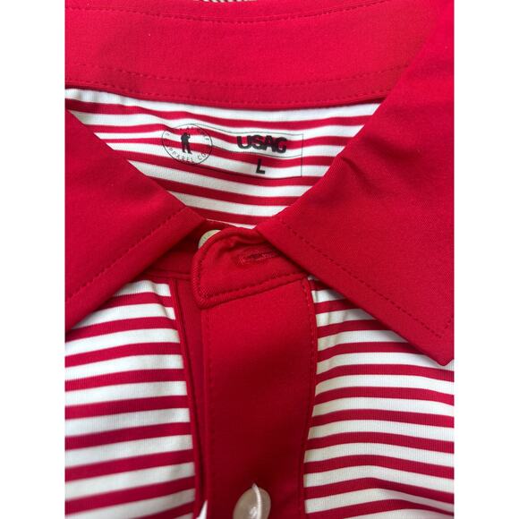 U Suck at Golf USAG Polo Shirt L NEW Red Striped Extreme Comfort Stretch - Picture 3 of 11